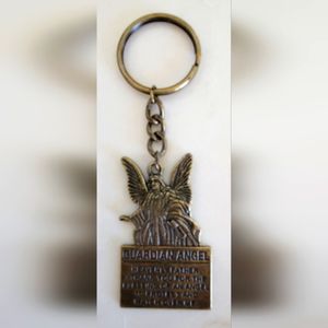 Vintage Keychain Key Ring Guardian Angel